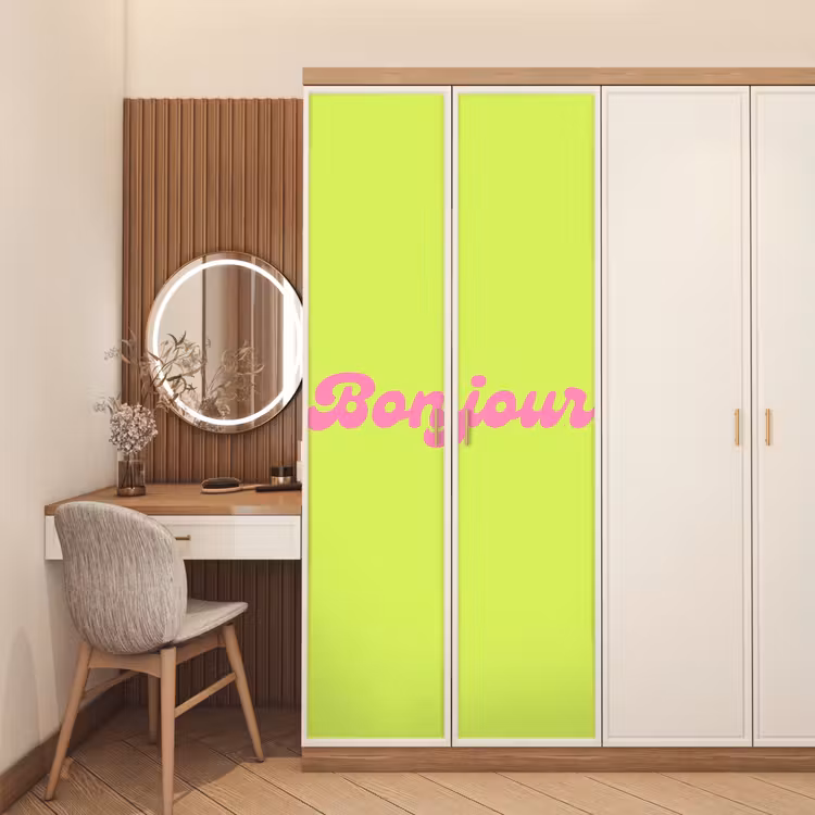 Groen - Roze bonjour - Retro deurposter klein -sfeer3