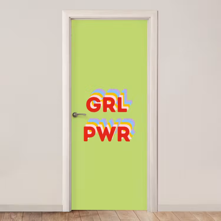 Grl pwr - Groen - Rood - 3D deurposter klein -3d_beige