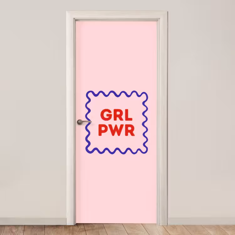 Grl pwr - Roze - Kader deurposter klein -3d_beige
