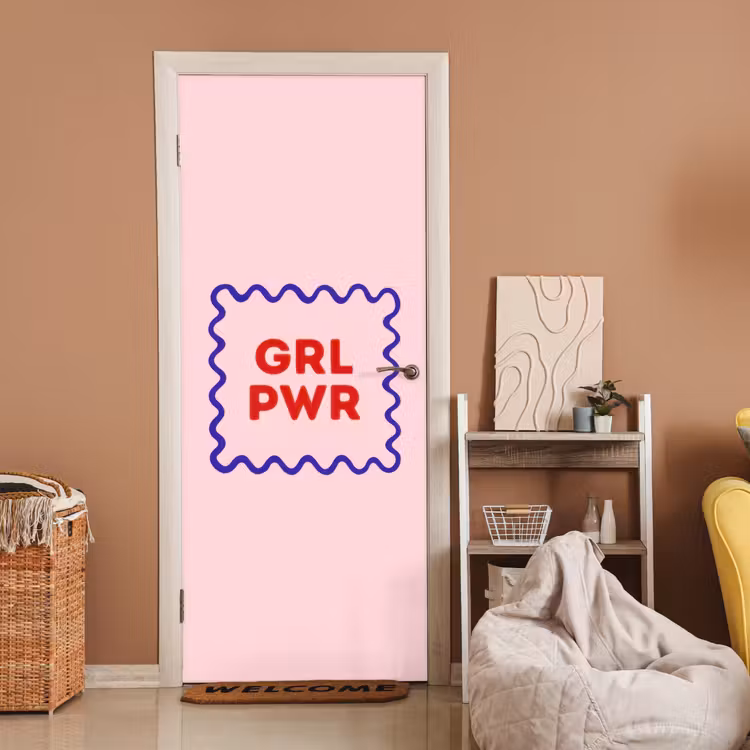 Grl pwr - Roze - Kader deurposter klein -sfeer1