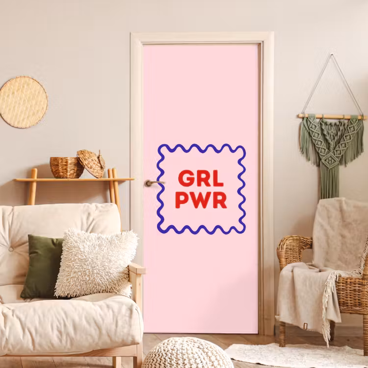 Grl pwr - Roze - Kader deurposter klein -sfeer2