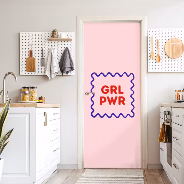 Grl pwr - Roze - Kader deurposter klein -sfeer5