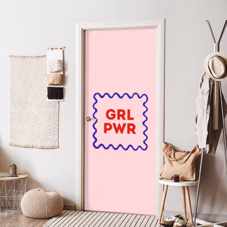 Grl pwr - Roze - Kader deurposter klein -sfeer6
