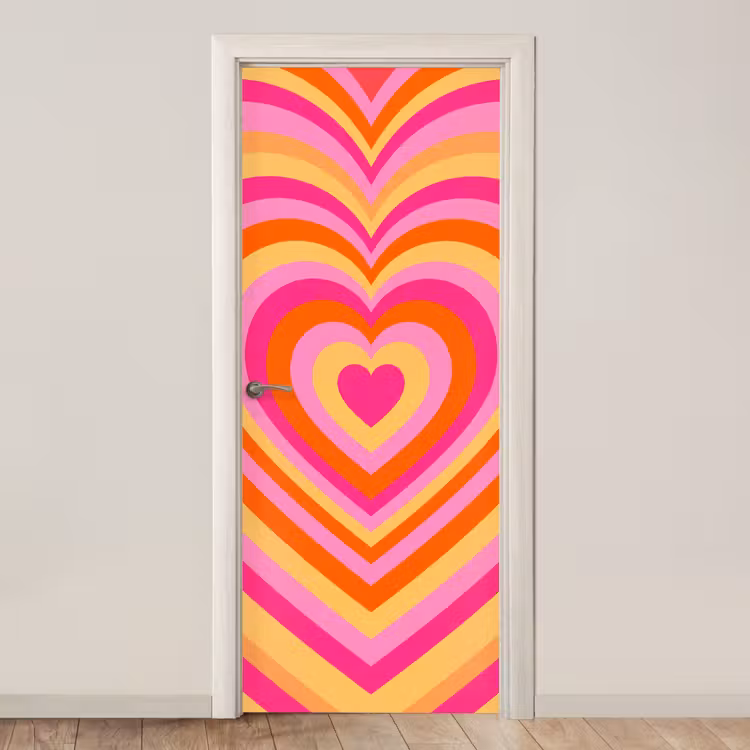 Hart - Concentrisch - Abstract - Liefde - Kleurrijk deurposter klein -3d_beige