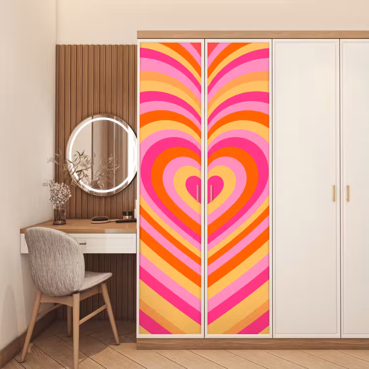 Hart - Concentrisch - Abstract - Liefde - Kleurrijk deurposter klein -sfeer3