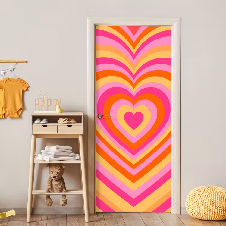 Hart - Concentrisch - Abstract - Liefde - Kleurrijk deurposter klein -sfeer4