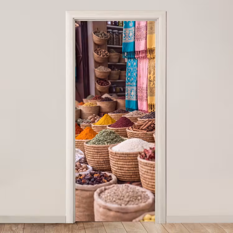 Door sticker - Herbs - Baskets - Oriental - Kruiden - Manden - Oosters deurposter klein