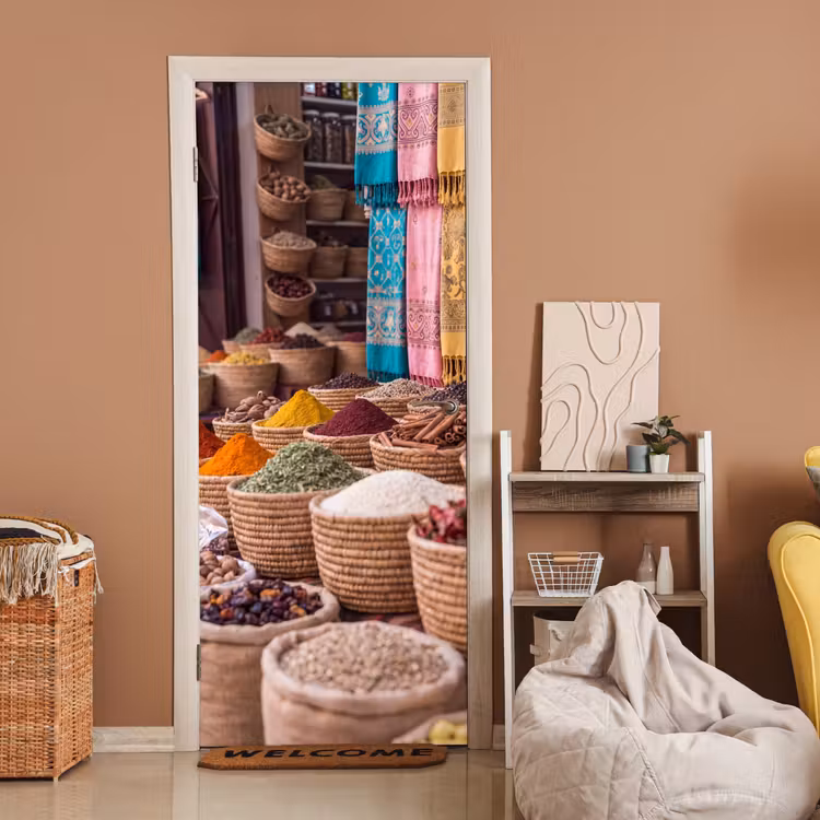 Door sticker - Herbs - Baskets - Oriental - Kruiden - Manden - Oosters deurposter klein
