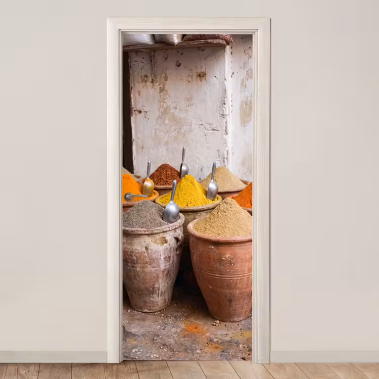 Door sticker - Herbs - Jars - Asian - Kruiden - Potten - Oosters deurposter klein