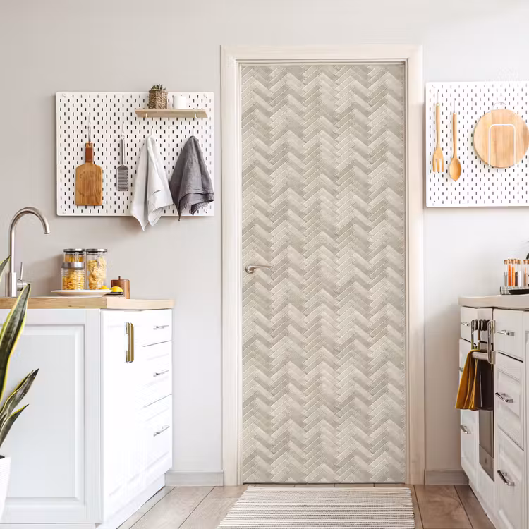 Visgraat - Wandtegel - Beige deurposter klein 289 -sfeer5