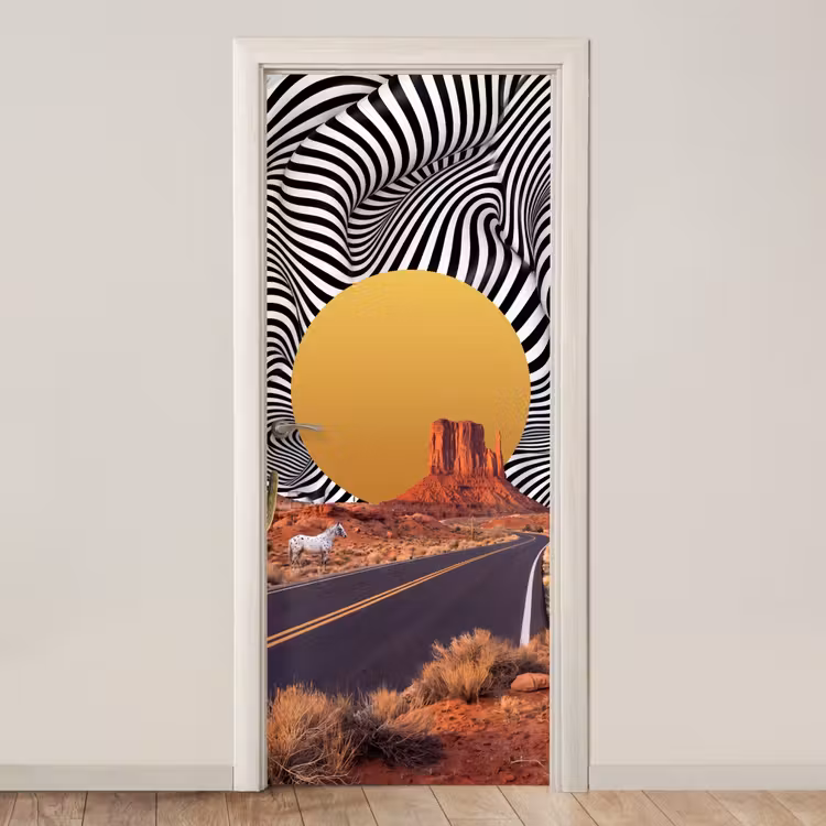 Door sticker - Horse - Desert - Nature - Paard - Woestijn - Natuur deurposter klein