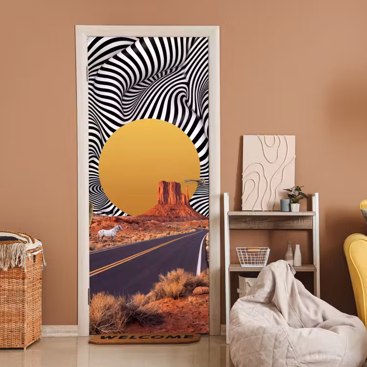 Door sticker - Horse - Desert - Nature - Paard - Woestijn - Natuur deurposter klein