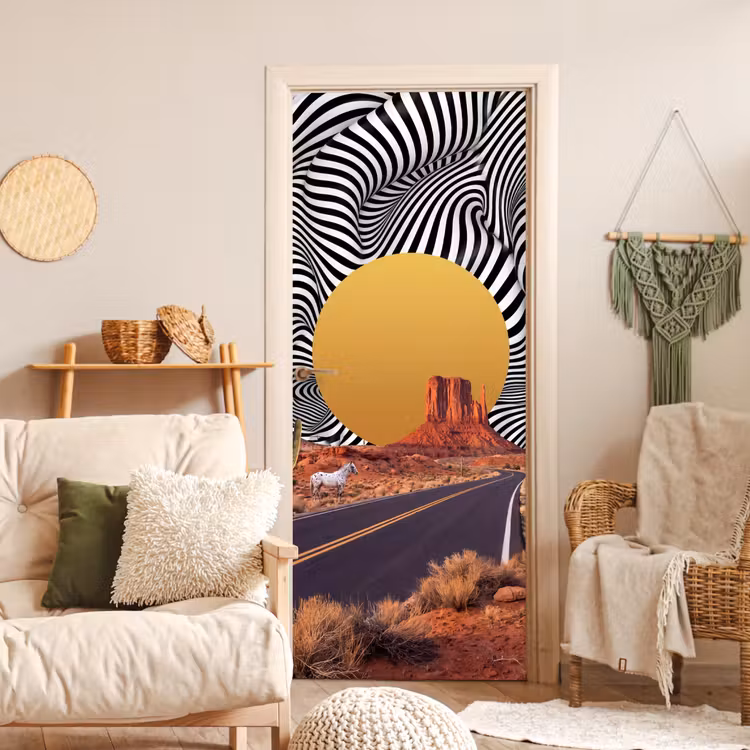 Door sticker - Horse - Desert - Nature - Paard - Woestijn - Natuur deurposter klein