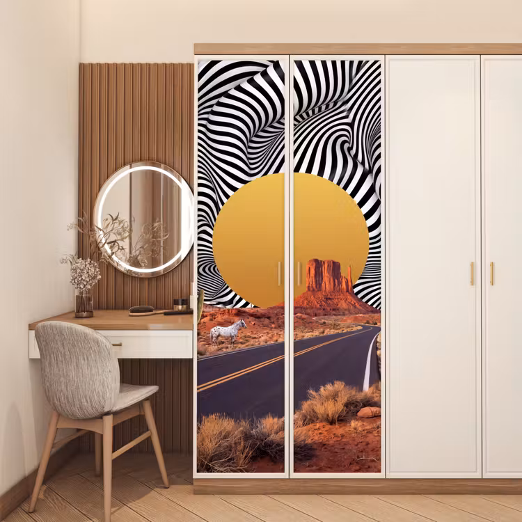 Door sticker - Horse - Desert - Nature - Paard - Woestijn - Natuur deurposter klein