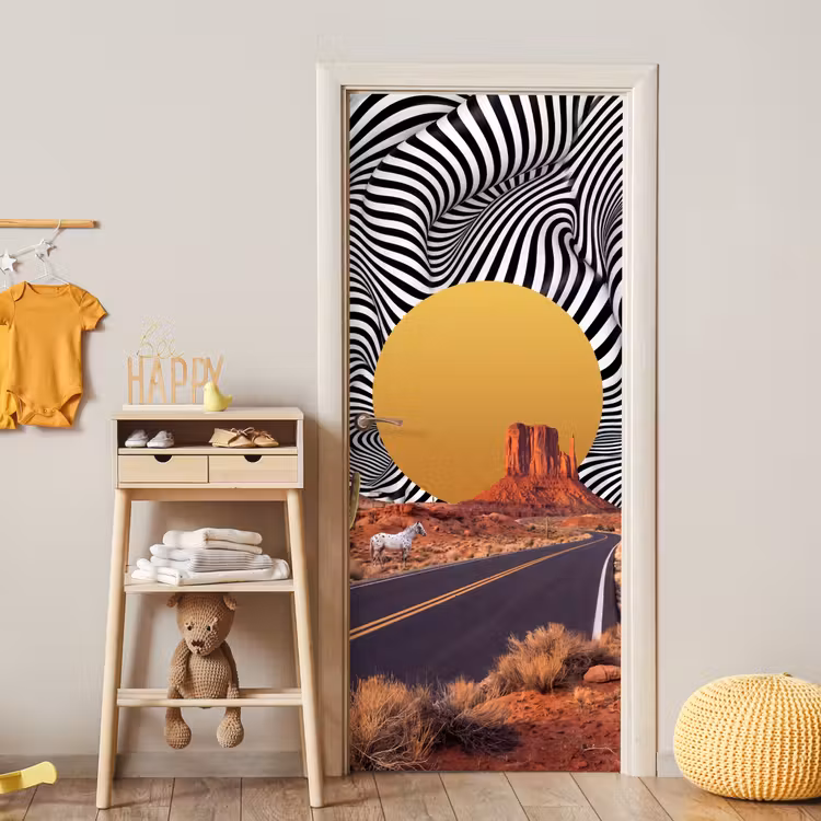 Door sticker - Horse - Desert - Nature - Paard - Woestijn - Natuur deurposter klein