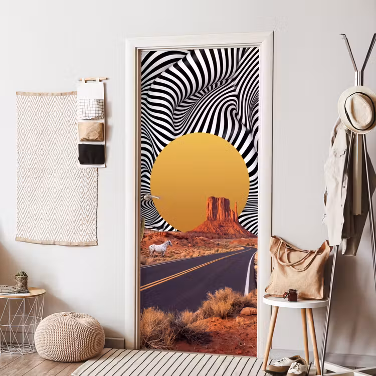 Door sticker - Horse - Desert - Nature - Paard - Woestijn - Natuur deurposter klein