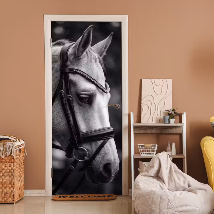 Paard - Schimmel - Portret deurposter klein -sfeer1