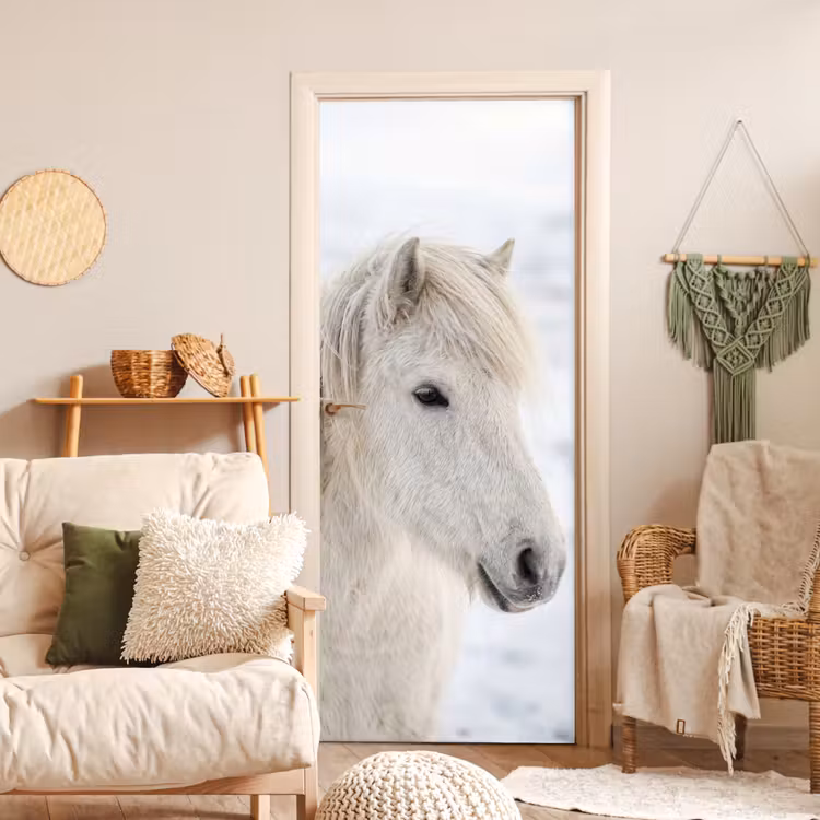 Paard - Kop - Winter - Dieren - Wit deurposter klein -sfeer2
