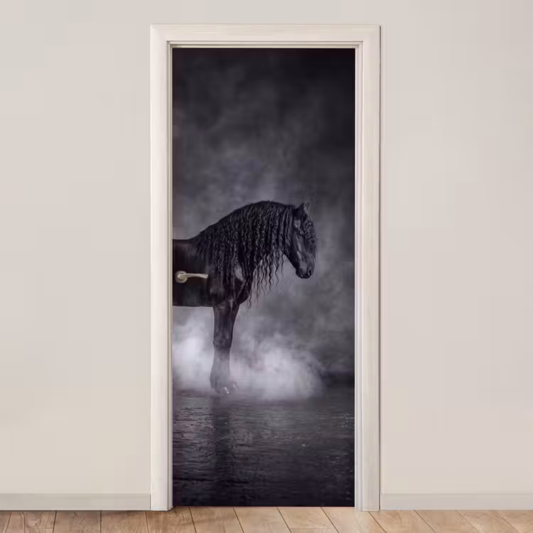 Paard - Magisch - Zwart deurposter klein -3d_beige