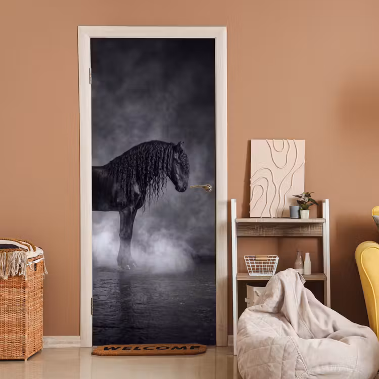 Paard - Magisch - Zwart deurposter klein -sfeer1