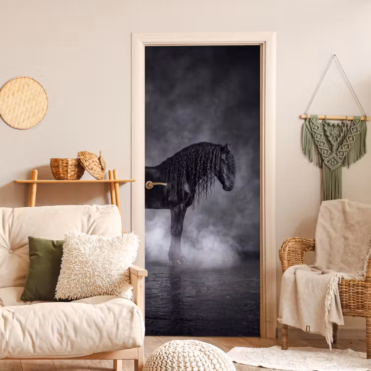 Paard - Magisch - Zwart deurposter klein -sfeer2