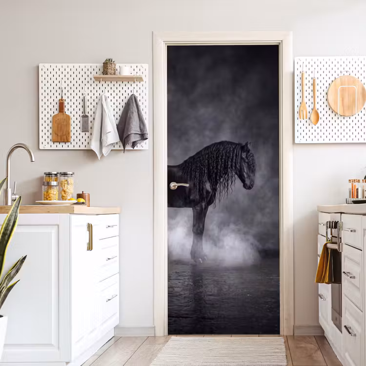 Paard - Magisch - Zwart deurposter klein -sfeer5