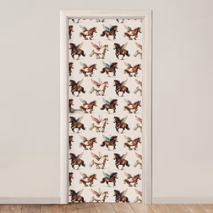 Paarden - Vleugels - Kleurrijk deurposter klein 289 -3d_beige