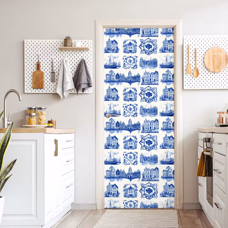 Huizen - Schepen - Blauw deurposter klein 289 -sfeer5
