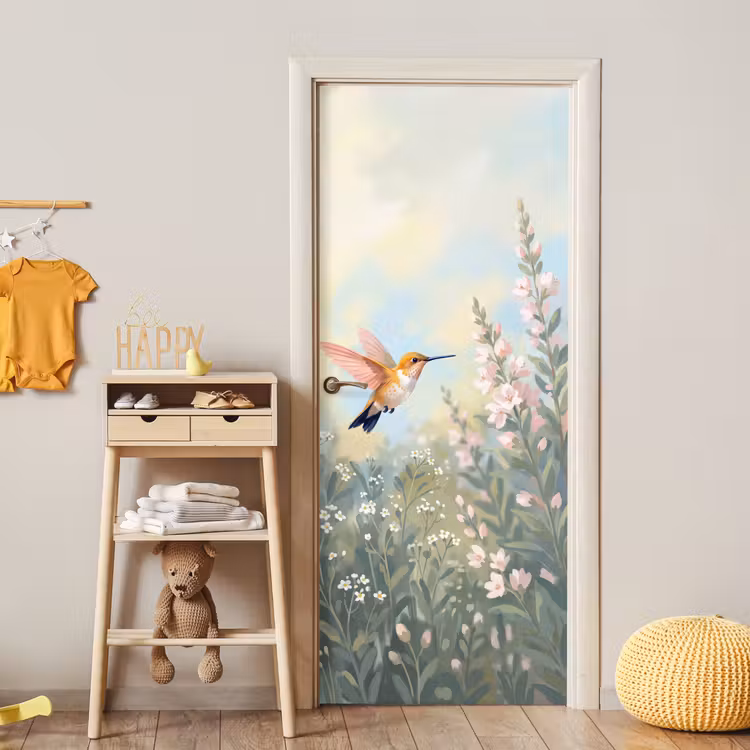 Kolibrie - Illustratie - Kleurrijk deurposter klein -sfeer4