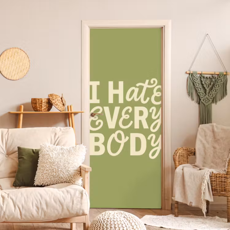 I hate everybody - Groen - Retro deurposter klein -sfeer2