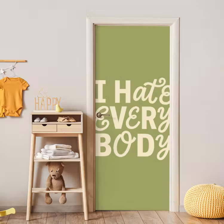 I hate everybody - Groen - Retro deurposter klein -sfeer4