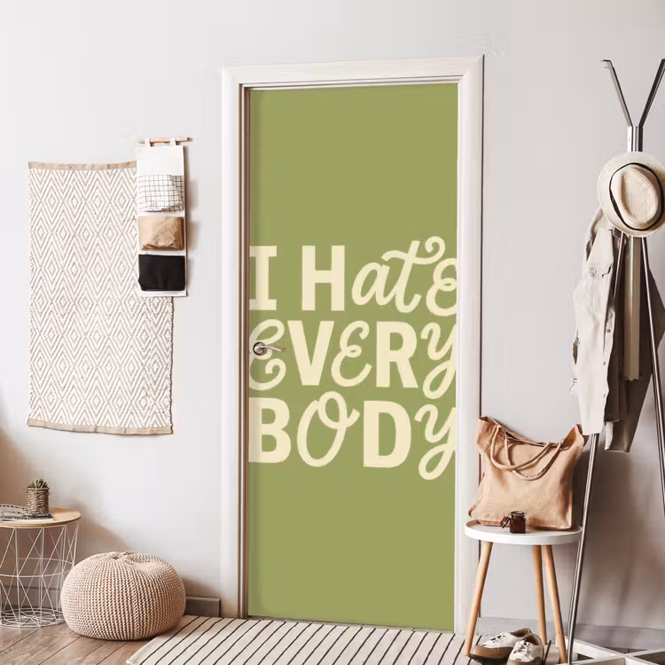 I hate everybody - Groen - Retro deurposter klein -sfeer6