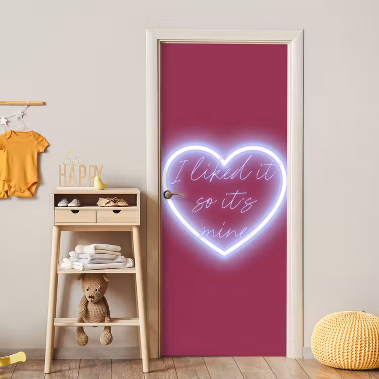 I liked it so it's mine - Neon hart - Roze deurposter klein -sfeer4