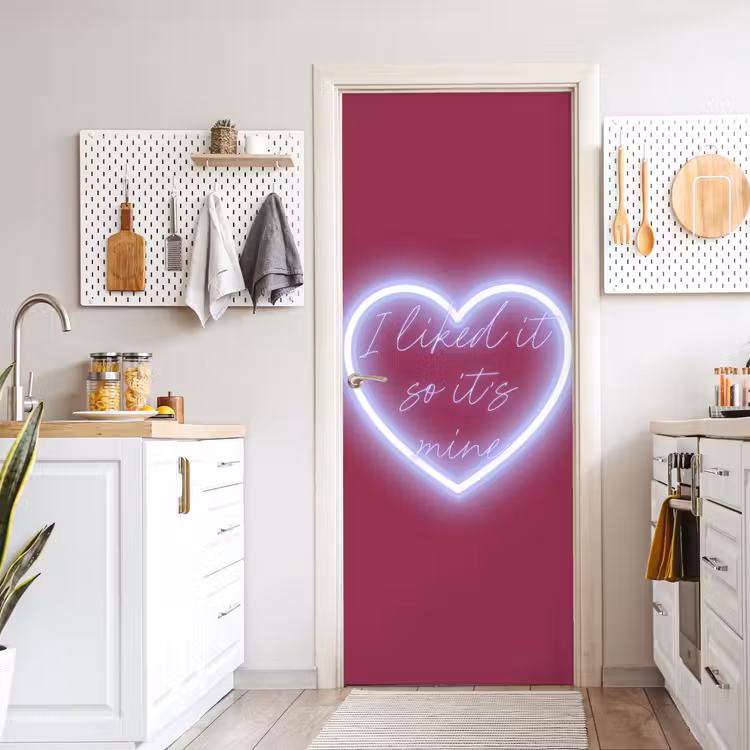 I liked it so it's mine - Neon hart - Roze deurposter klein -sfeer5