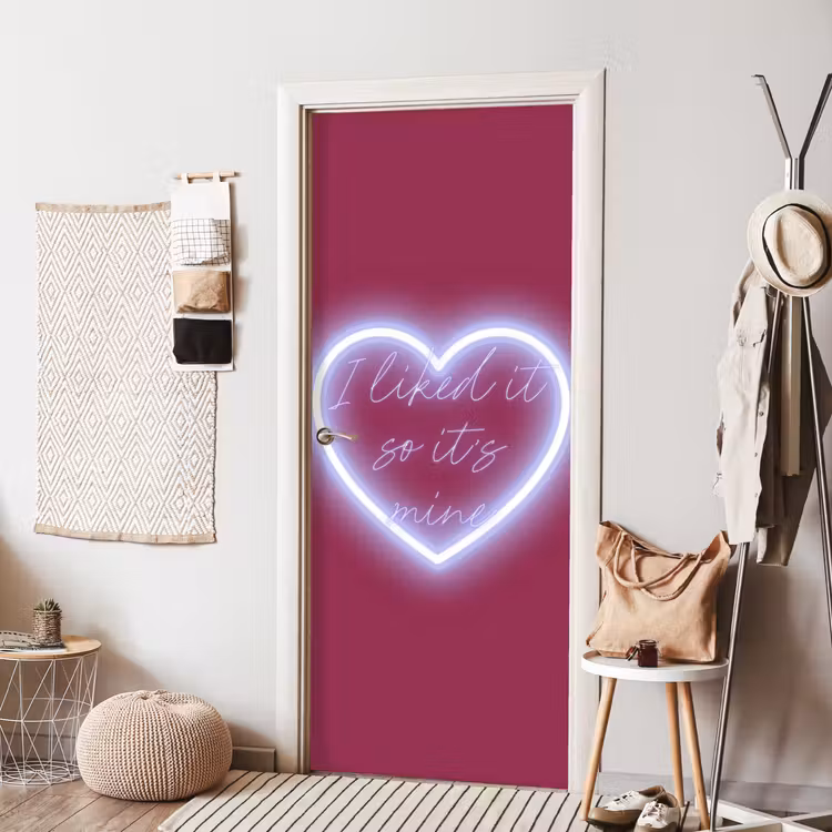 I liked it so it's mine - Neon hart - Roze deurposter klein -sfeer6