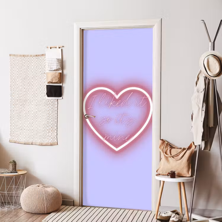 I liked it so it's mine - Neon hart - Paars deurposter klein -sfeer6