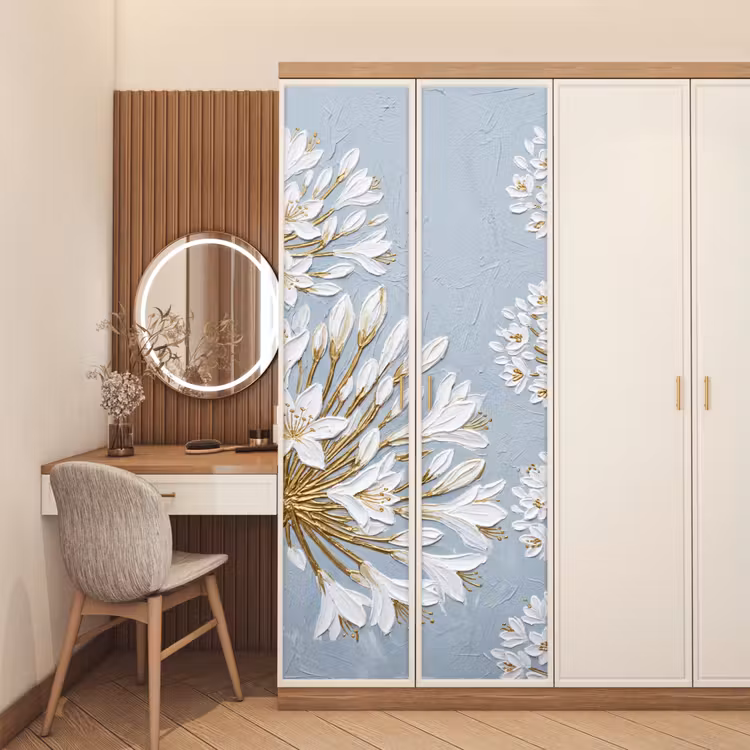 Illustratie - Bloemen - Blauw deurposter klein -sfeer3