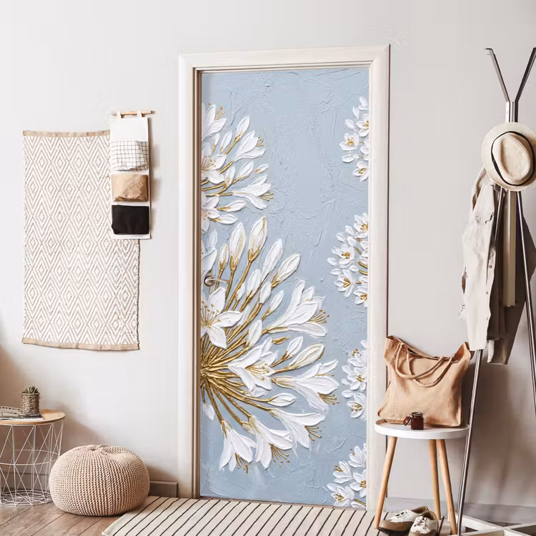 Illustratie - Bloemen - Blauw deurposter klein -sfeer6