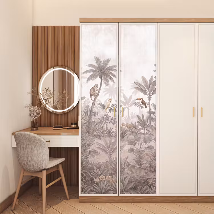 Jungle - Dieren - Palmbomen deurposter klein -sfeer3