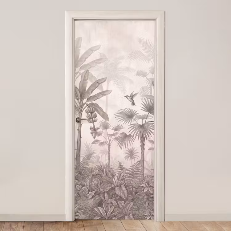 Jungle - Banenboom - Kolibrie - Beige deurposter klein -3d_beige
