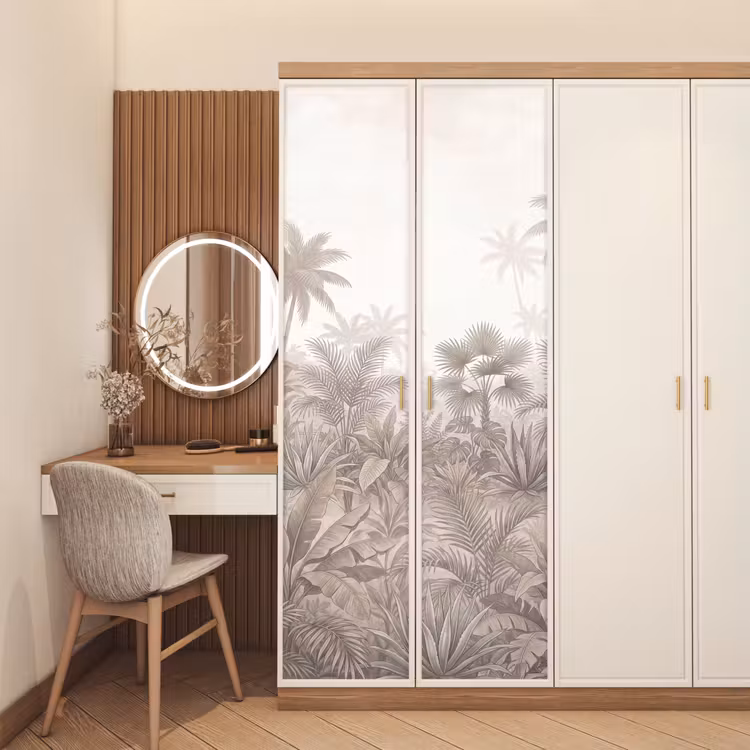 Jungle - Tropisch - Natuur -Vintage - Beige deurposter klein -sfeer3