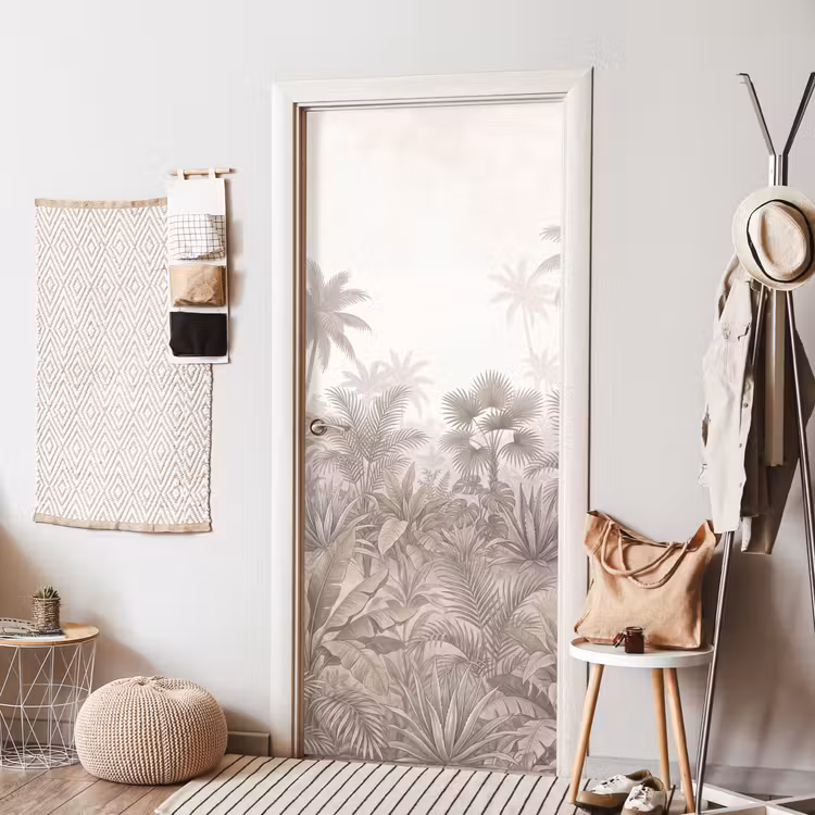 Jungle - Tropisch - Natuur -Vintage - Beige deurposter klein -sfeer6