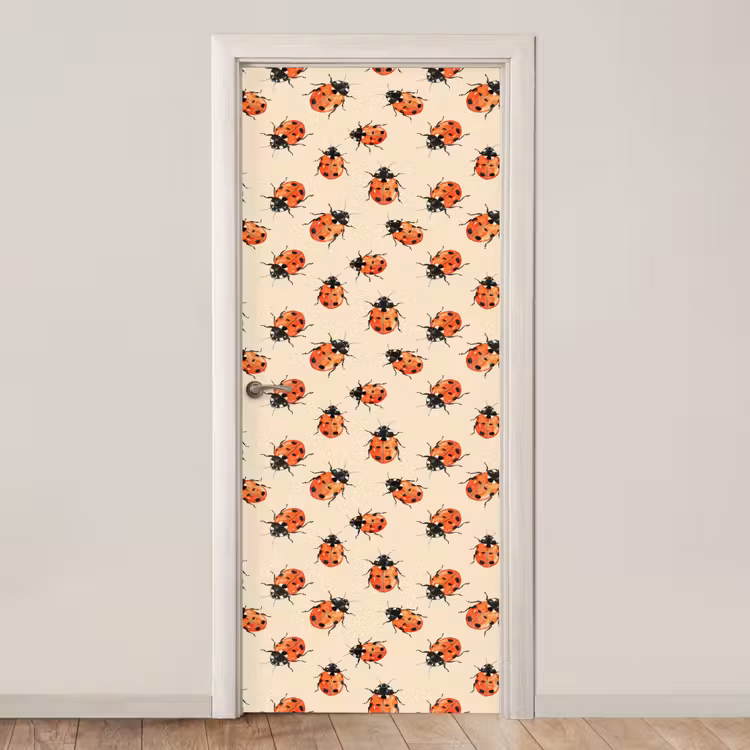 Lieveheersbeestjes - Patroon - Rood deurposter klein 289 -3d_beige