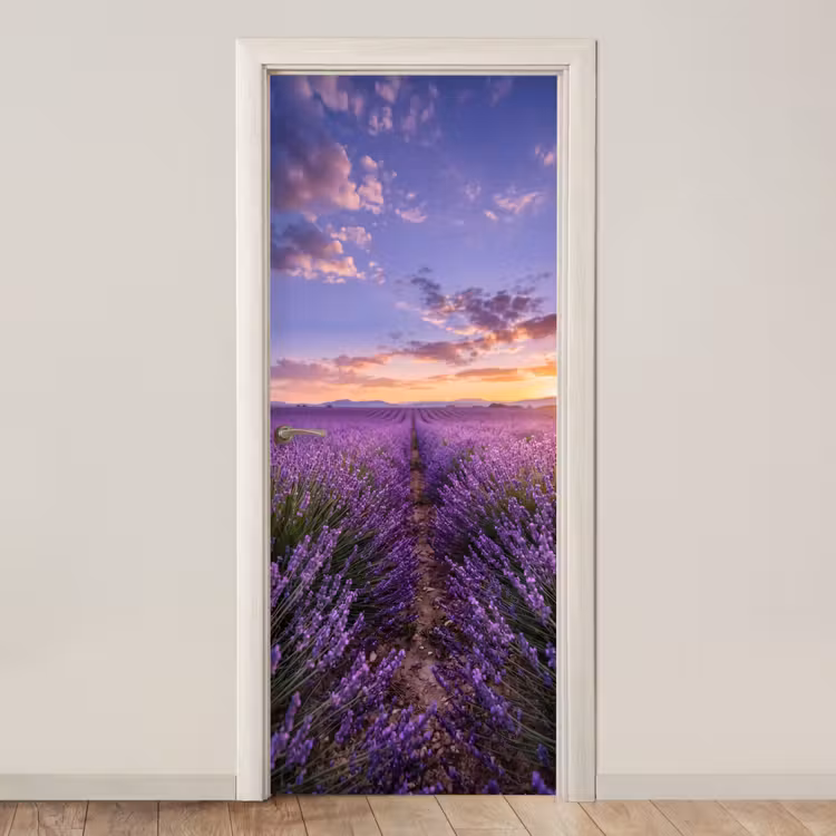 Lavendel - Veld - Natuur - Paars deurposter klein -3d_beige