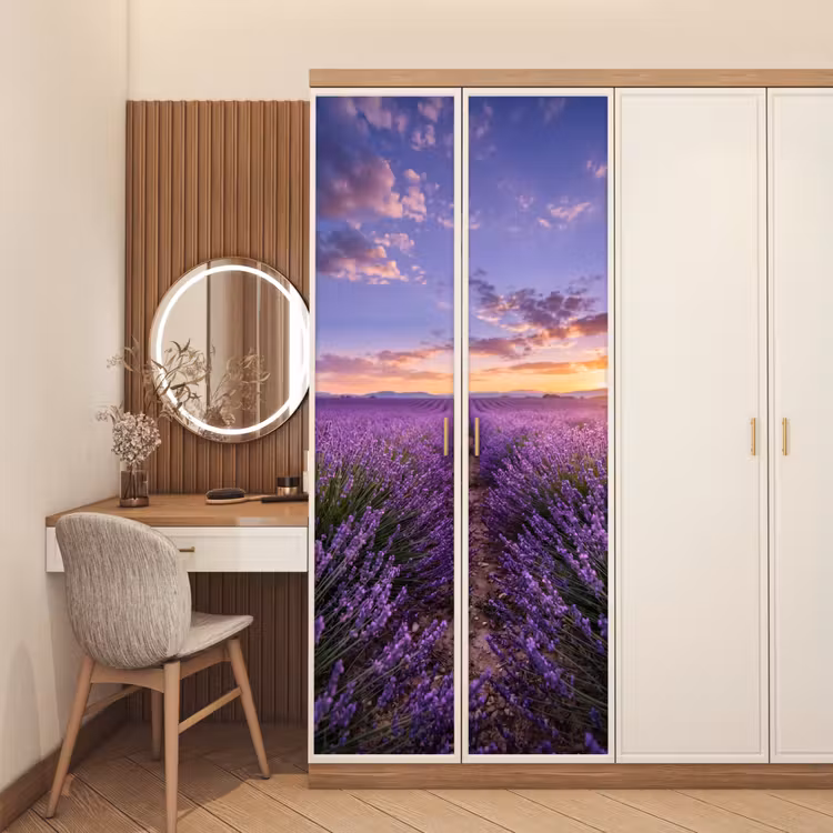 Lavendel - Veld - Natuur - Paars deurposter klein -sfeer3