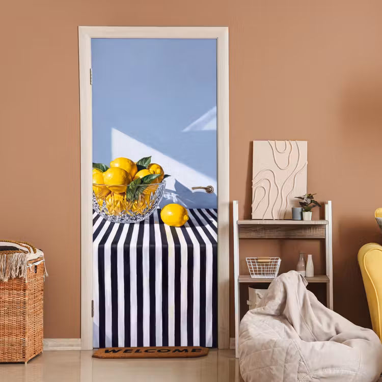 Door sticker - Lemons - Fruit - Yellow - Citroenen - Fruit - Geel deurposter klein