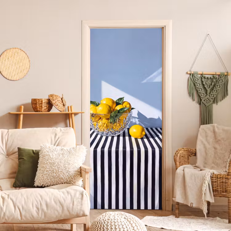 Door sticker - Lemons - Fruit - Yellow - Citroenen - Fruit - Geel deurposter klein