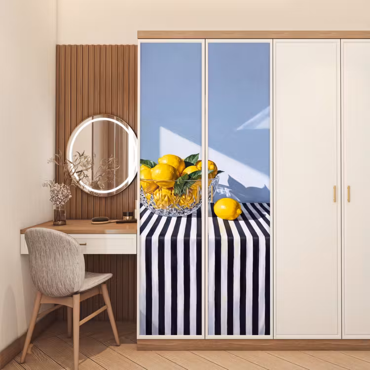 Door sticker - Lemons - Fruit - Yellow - Citroenen - Fruit - Geel deurposter klein