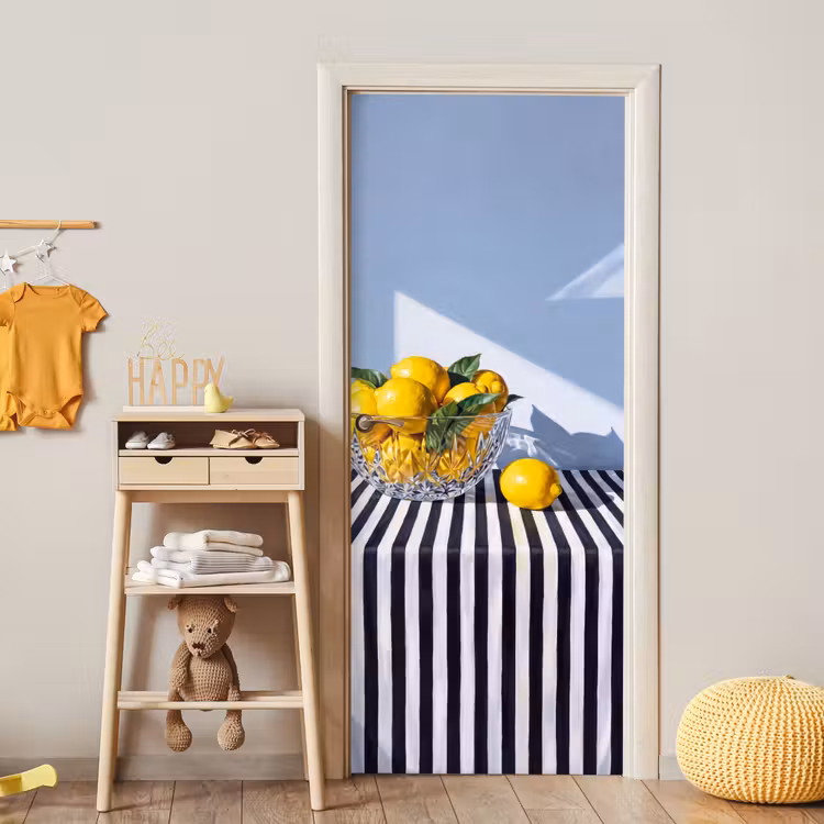 Door sticker - Lemons - Fruit - Yellow - Citroenen - Fruit - Geel deurposter klein