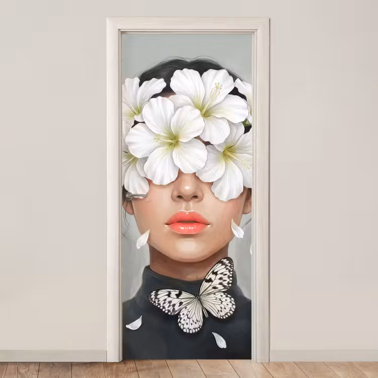 Lelies - Portret - Wit deurposter klein -3d_beige